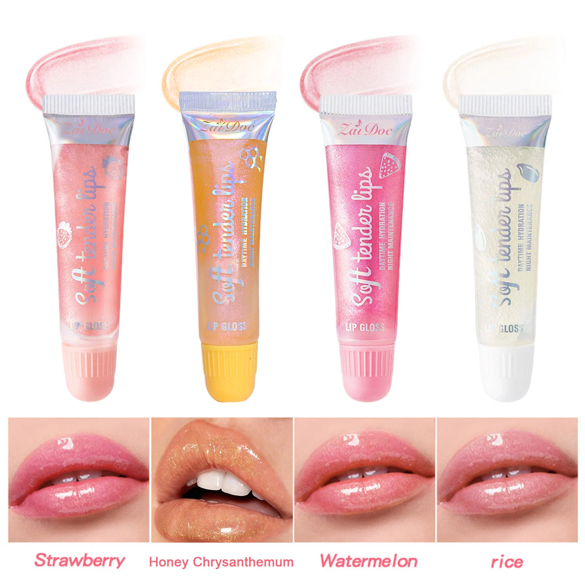 Zaidoc 4 Fruity Flavors Tinted Lip Gloss & Balm Set – 7g Each