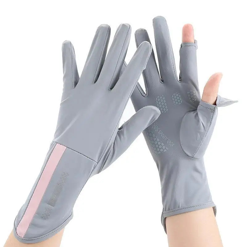 Women's UV Ice Silk Long Driving Gloves – Touchscreen Anti-Slip