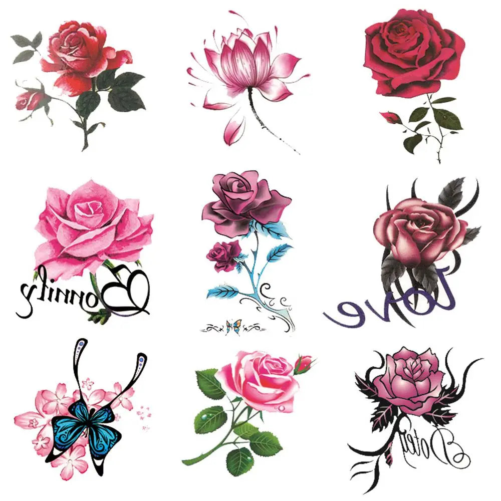 Flower & Butterfly Temporary Tattoo Stickers – Waterproof
