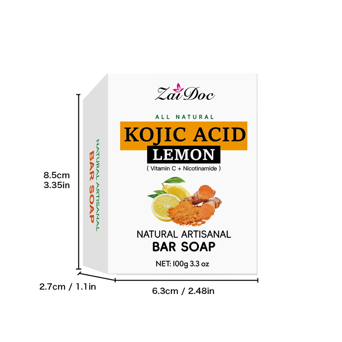 ZaiDoc Kojic Acid Turmeric Bar Soap – Brightening Body Cleanser