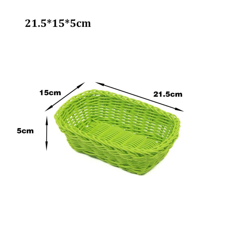Woven Rattan-Style Serving Basket – Bread, Fruit & Utensil Tray