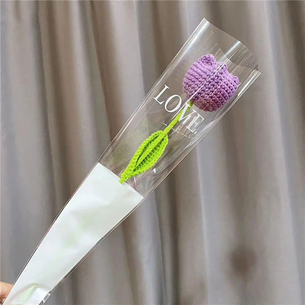 Handmade Crochet Tulip Bouquet – Knitted Cotton Artificial Flowers