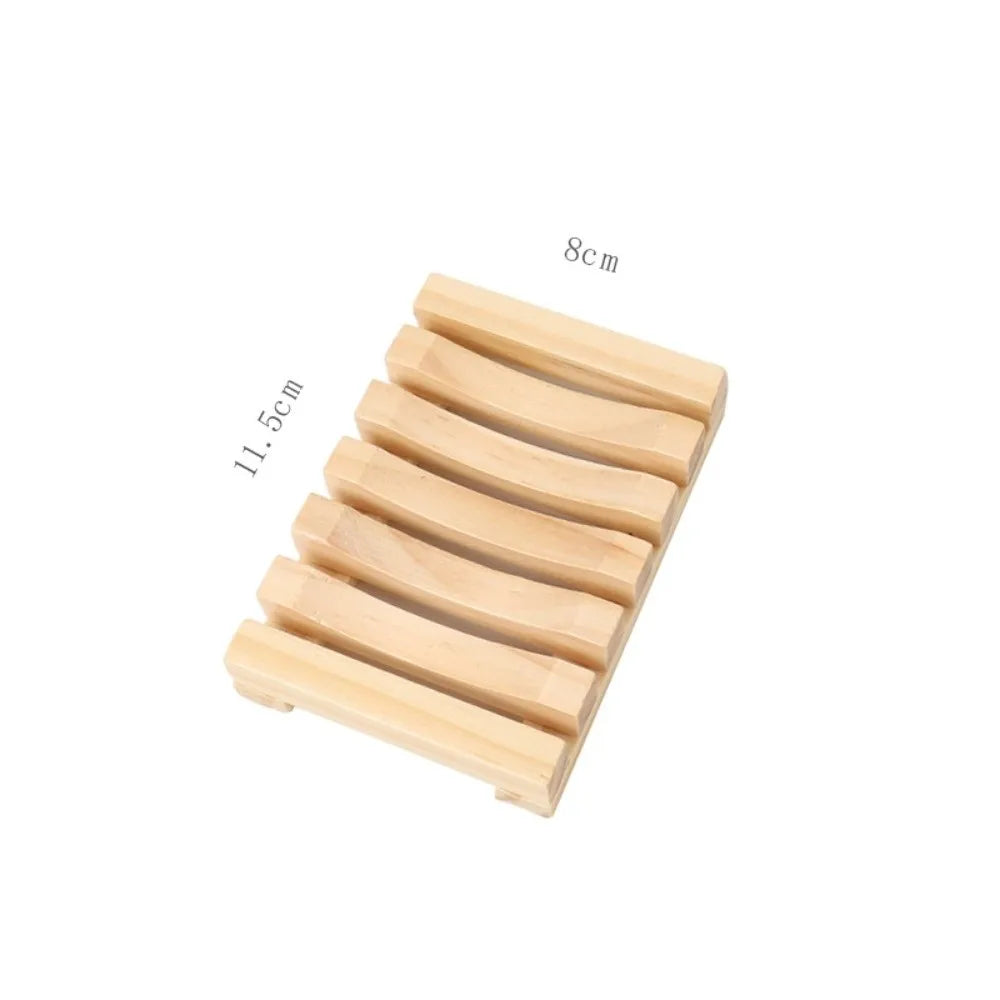 Natural Pine Wood Soap Dish – Slatted Quick-Drain Soap Tray