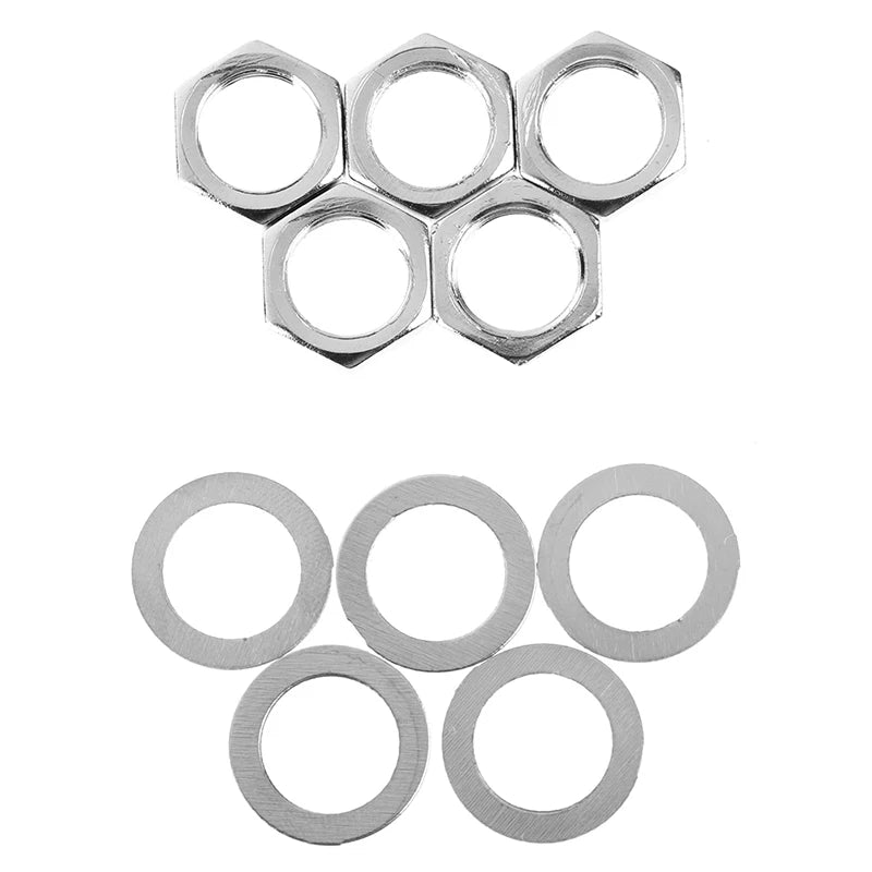 5-Pack Guitar Jack Socket Nuts & Washers – Metal Parts