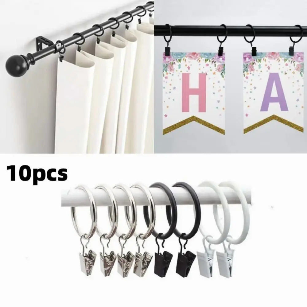 10-Pack Metal Curtain Ring Clips – Rustproof Hanging Rings