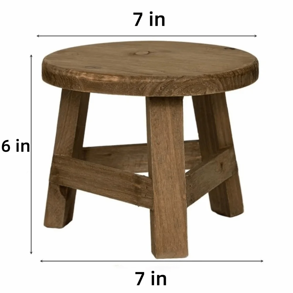 Wooden Mini Plant Stand – Round Bonsai & Succulent Pot Holder