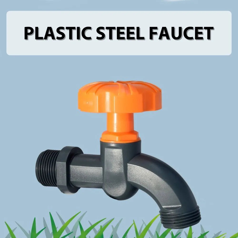 POM Plastic Garden Hose Bibb 3/4" Outlet – Large Handle & Nozzle