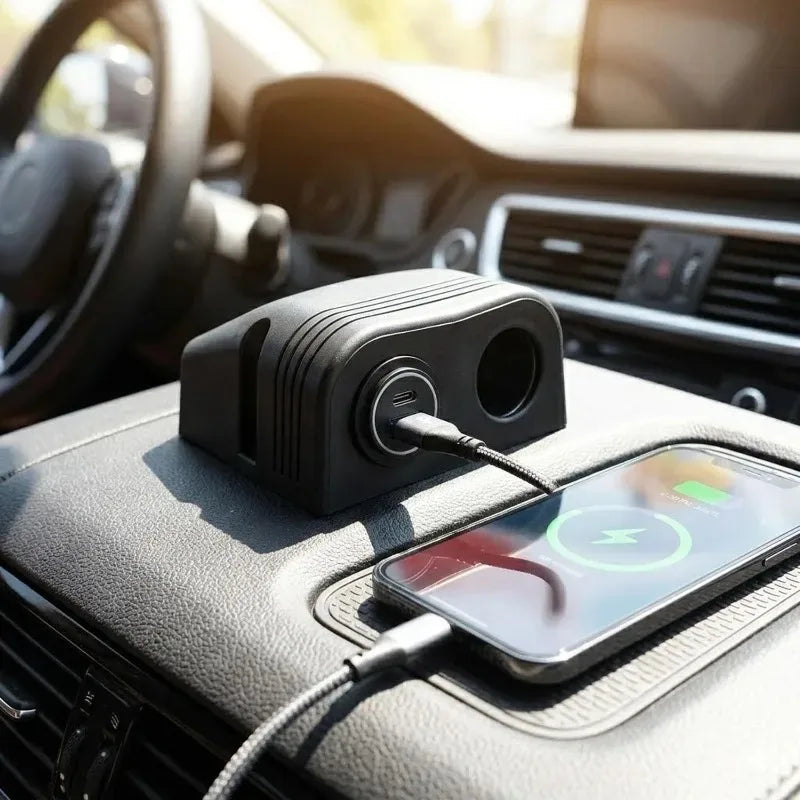 Car Power Socket Tent Base – 1/2/3 Hole USB & Lighter Mount