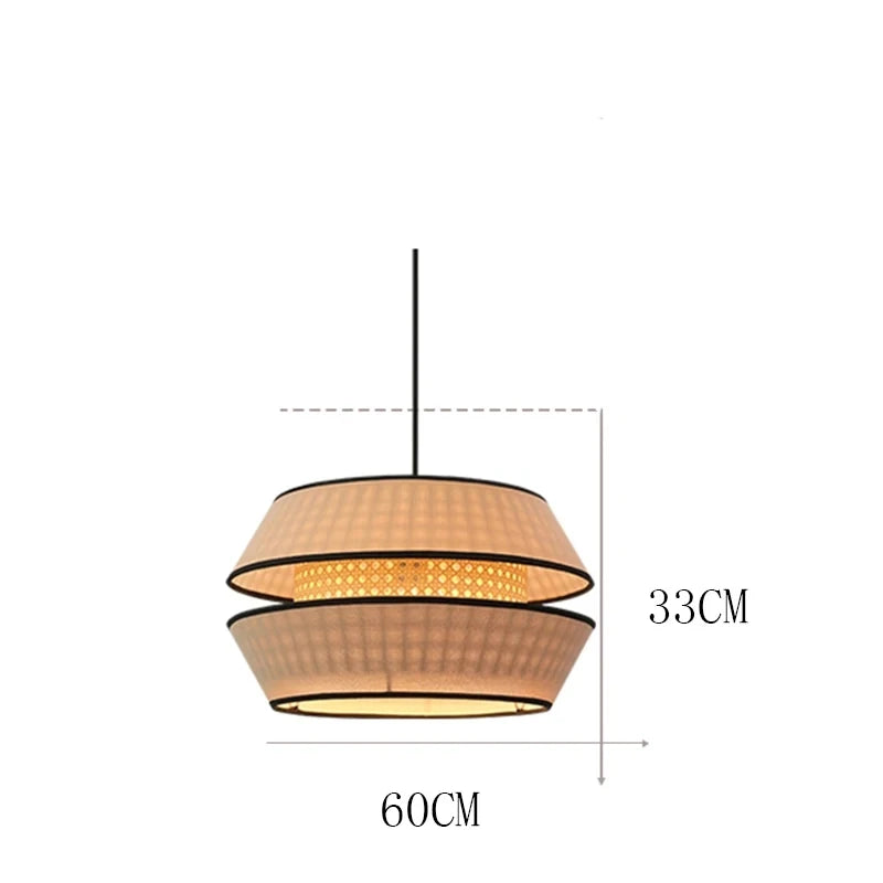 Wabi Sabi Rattan Bamboo Pendant Light – E27 Hanging Ceiling Lamp