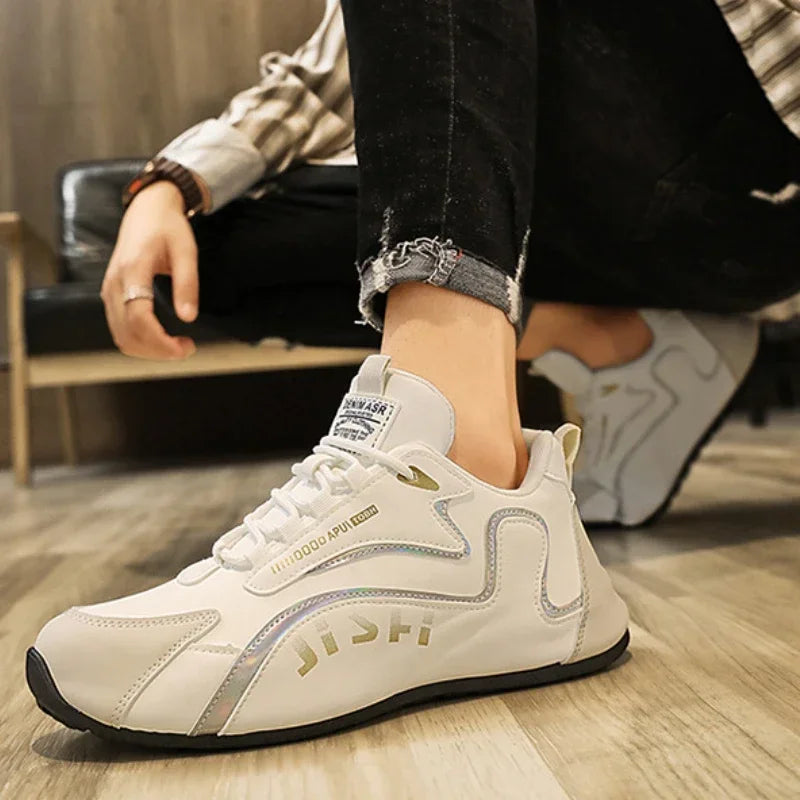 LEDP Men's Lightweight Leather Sneakers – Breathable Casual Shoes
