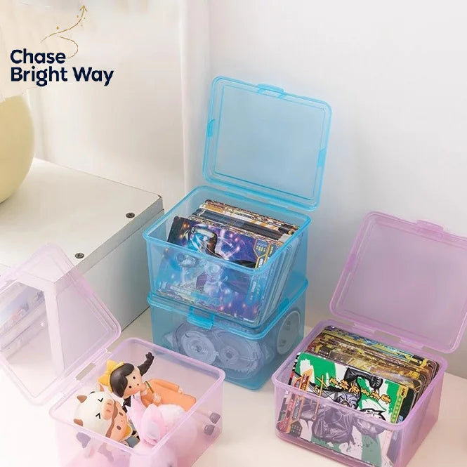 Transparent Plastic Photocard Storage Box & Desk Organizer