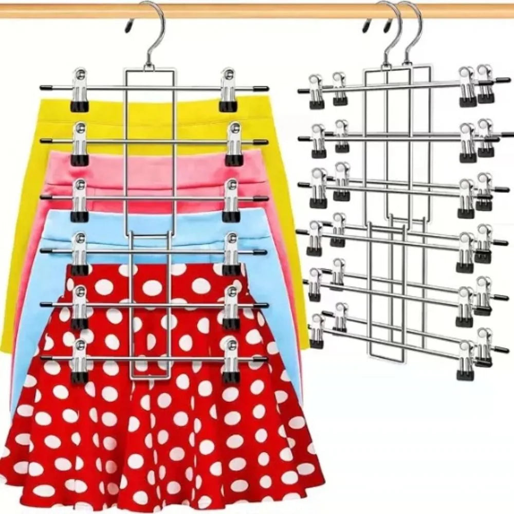 6-Layer Metal Clothes Hanger with Clips – Space-Saving Rack