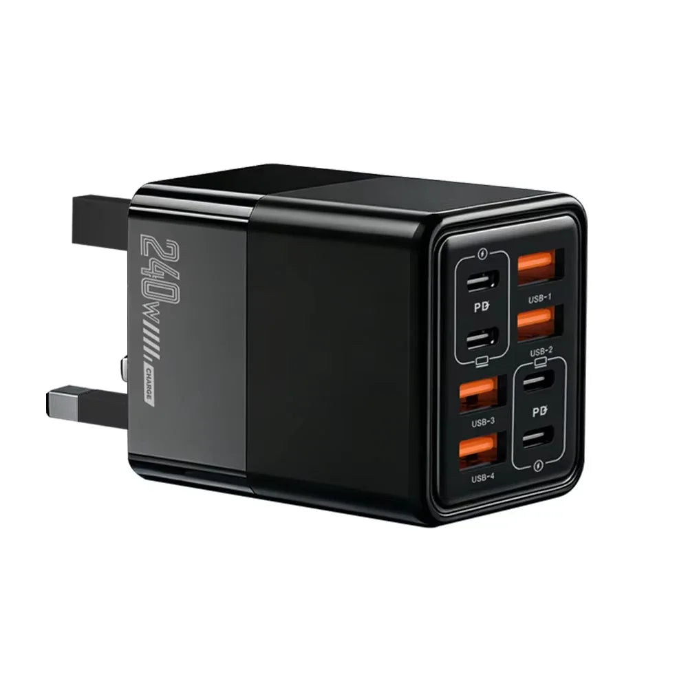 8-in-1 240W USB-C Fast Wall Charger | 4PD+4USB Multi-Port