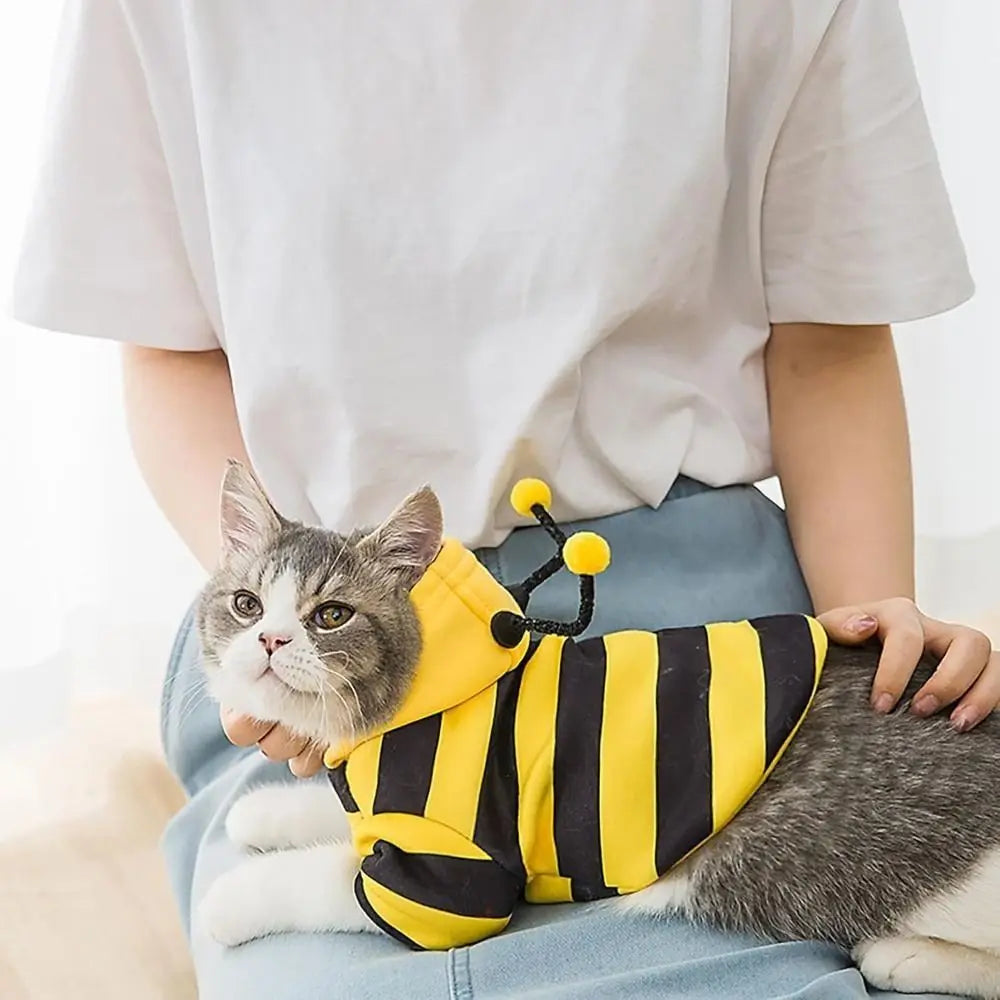 Pet Bee Costume Hoodie – Warm Striped Cat & Dog Cosplay