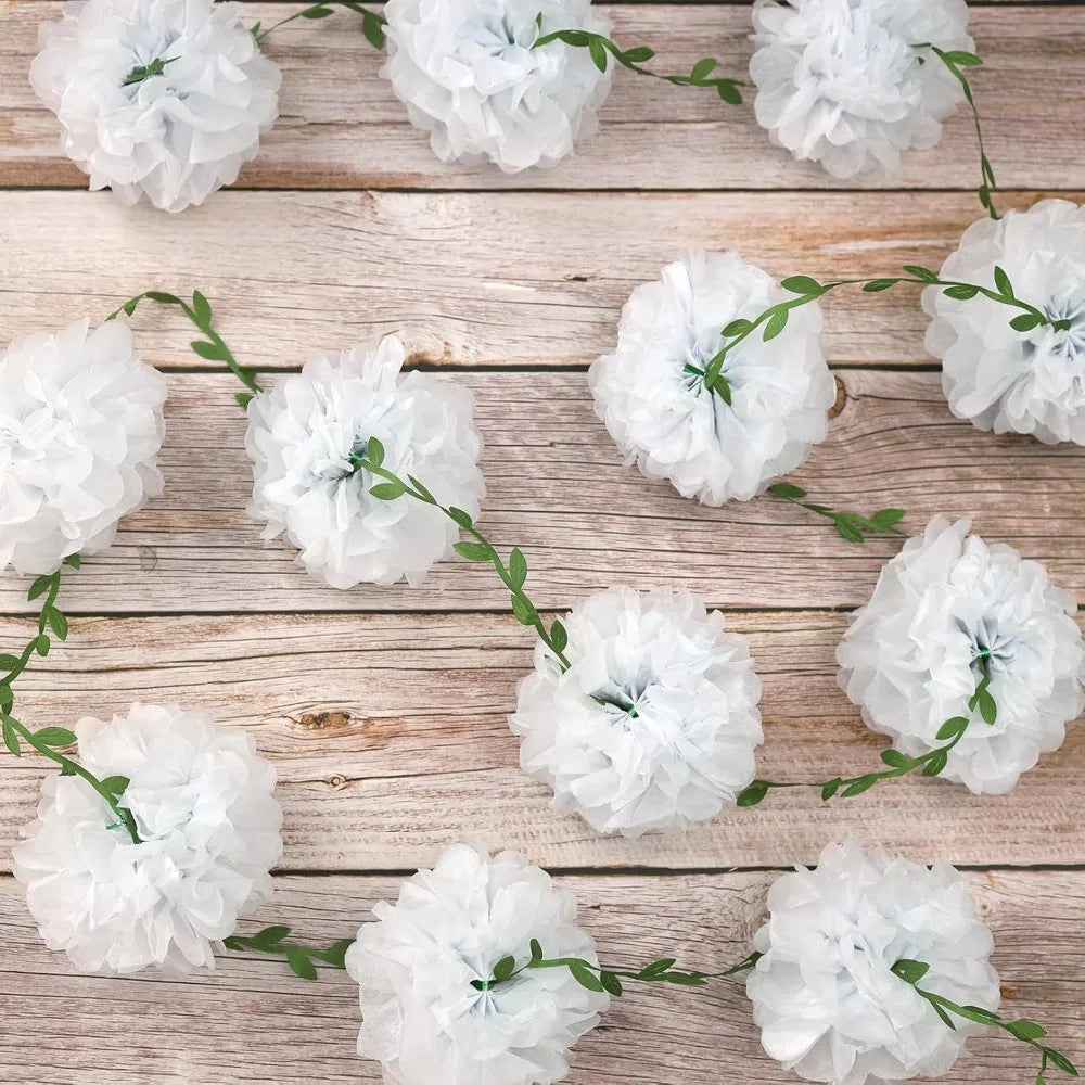 Tissue Paper Pom Pom Garland 2.5m – Hanging Party Décor