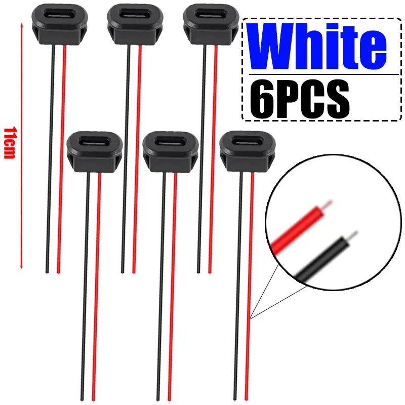 USB-C Waterproof Pigtail Cable – Female Chassis 2-Pin Solder
