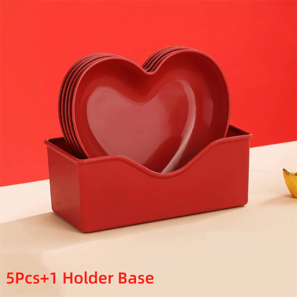 Heart-Shaped Snack & Candy Serving Plate Set with Holder Base