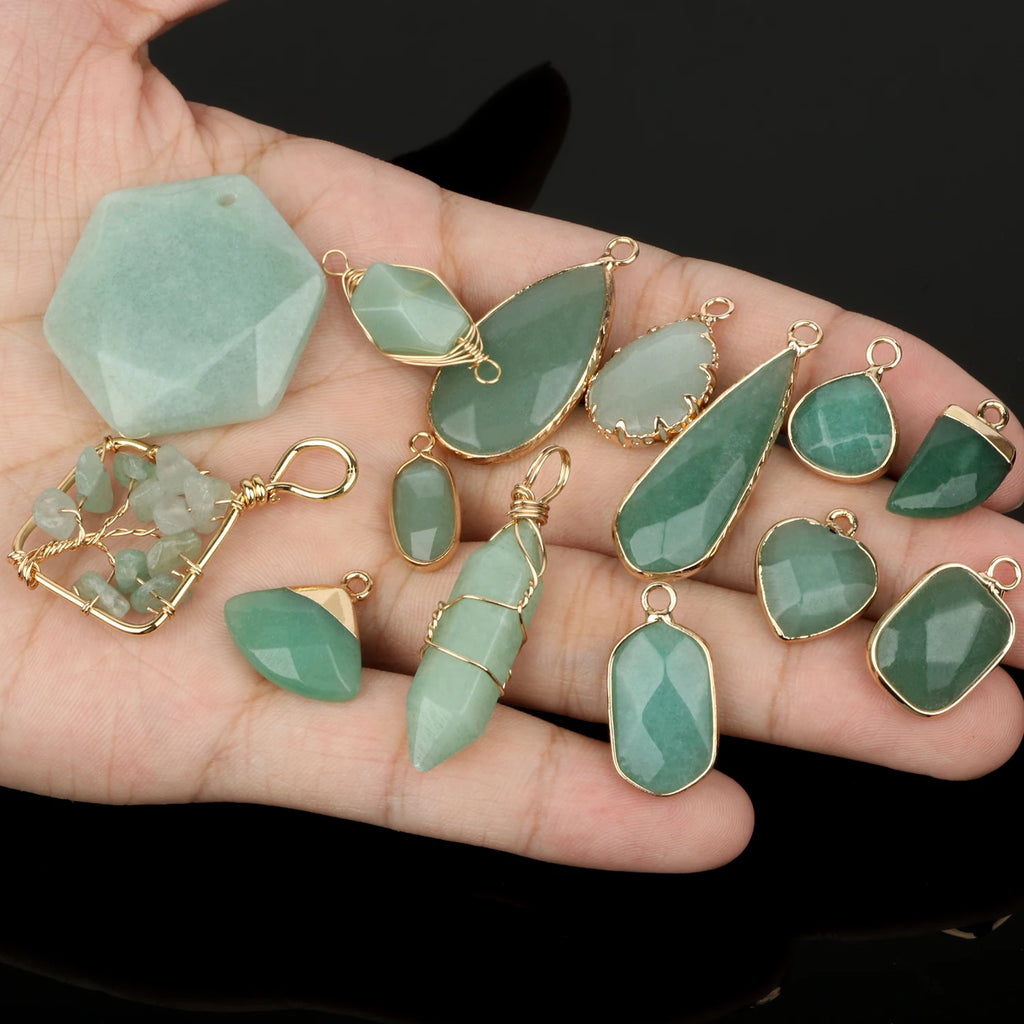 Natural Green Aventurine Stone Pendant Charm | DIY Jewelry