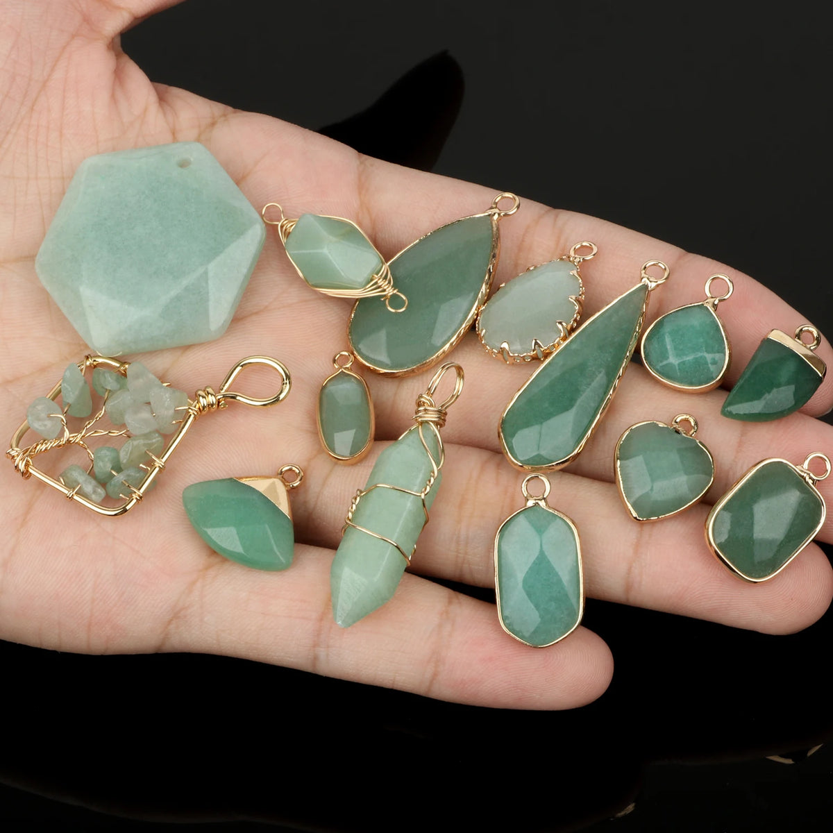 Natural Green Aventurine Stone Pendant Charm | DIY Jewelry