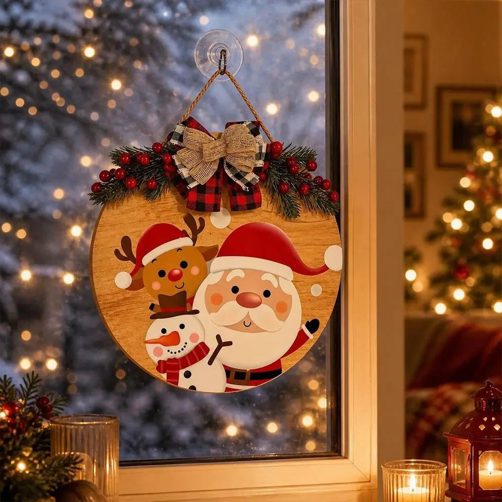Wooden Christmas Hanging Door Sign – 2D Flat Festive Ornament