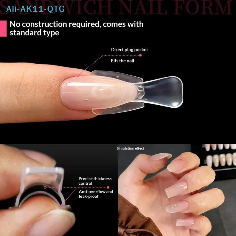 Sandwich Dual Nail Forms – 15 Oval Sizes | 60–300 Pcs Extension Molds