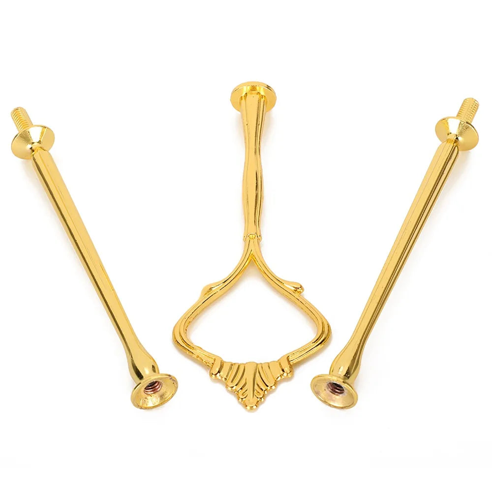 9-Piece Gold 3-Tier Stainless Steel Cake Tray Stand Rack