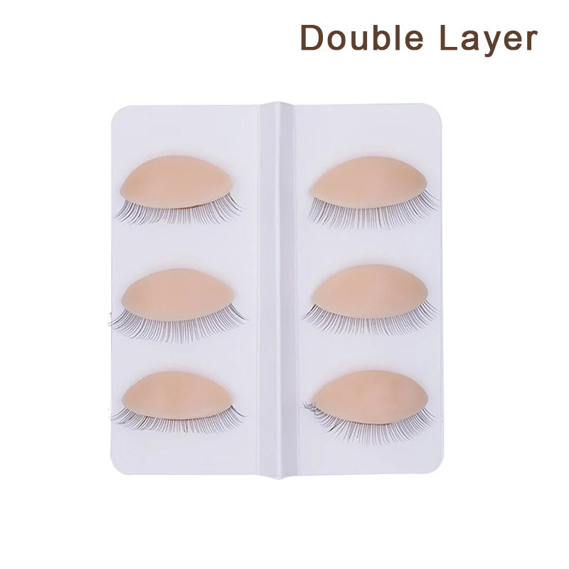 Silicone Eyelash Extension Practice Mannequin – 3 Pairs Set