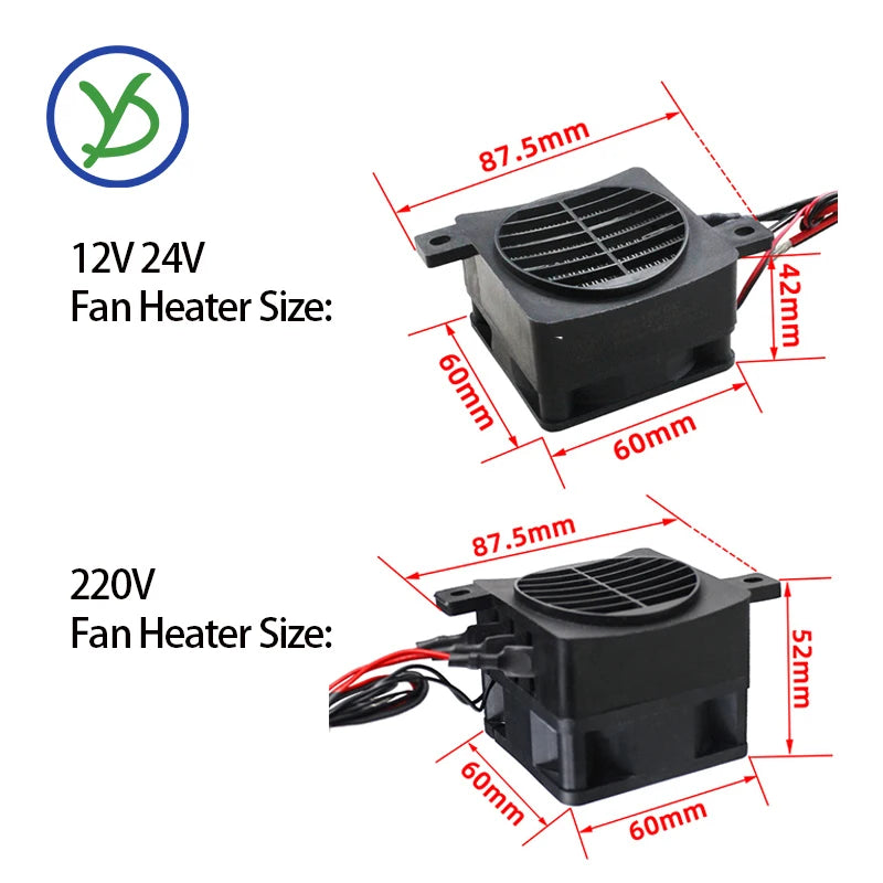 PTC Fan Heater Element 12V 24V 220V 50W–200W Constant Temp