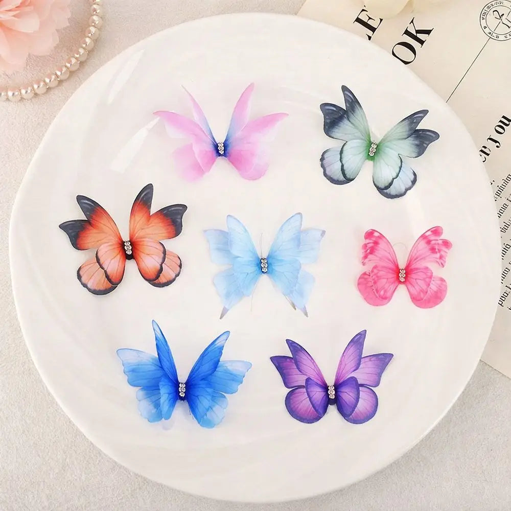 50-Pack 3D Organza Butterfly Appliques – Colorful Mesh Patches