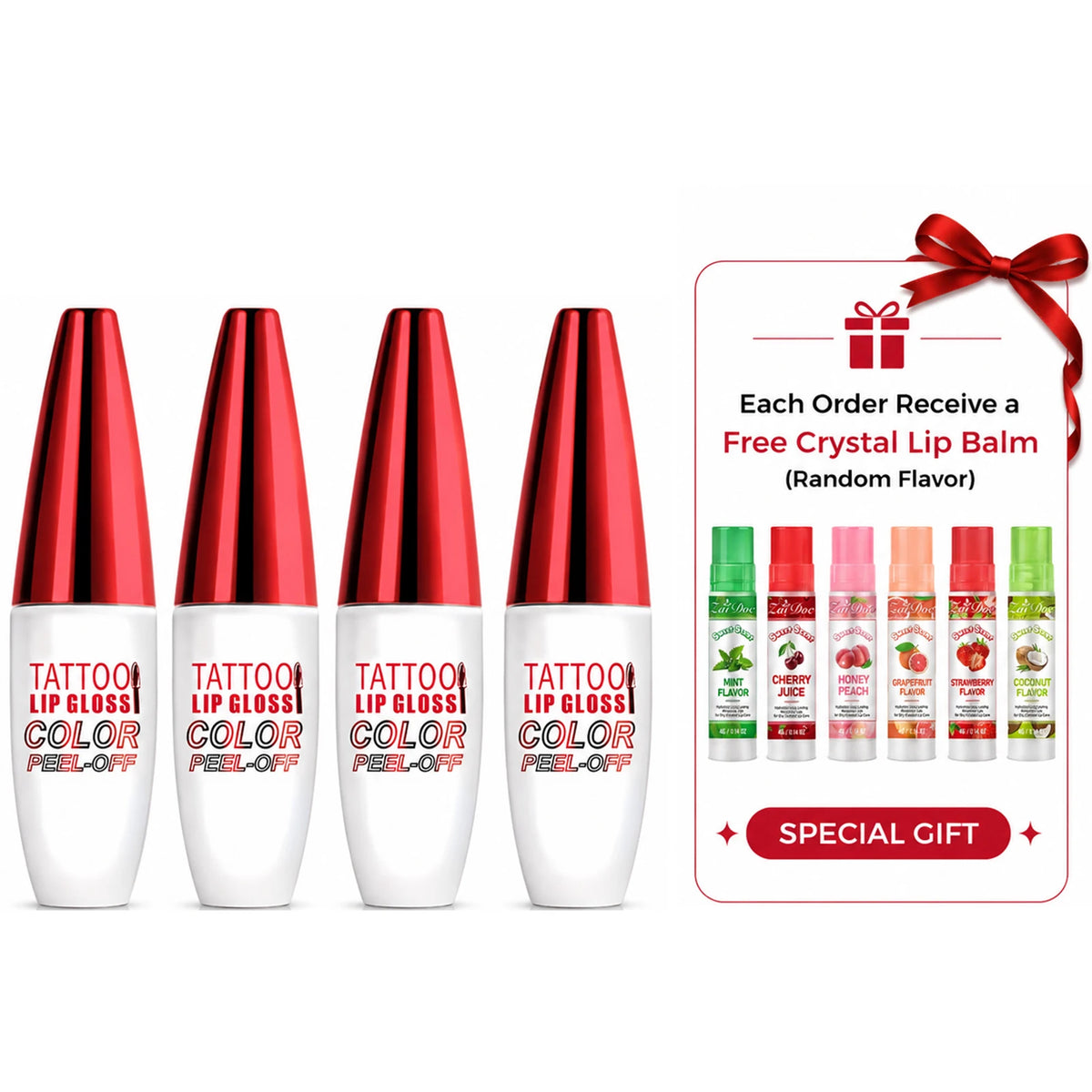 ZaiDoc Peel Off Lip Stain Set – 4 Colors Matte & Waterproof