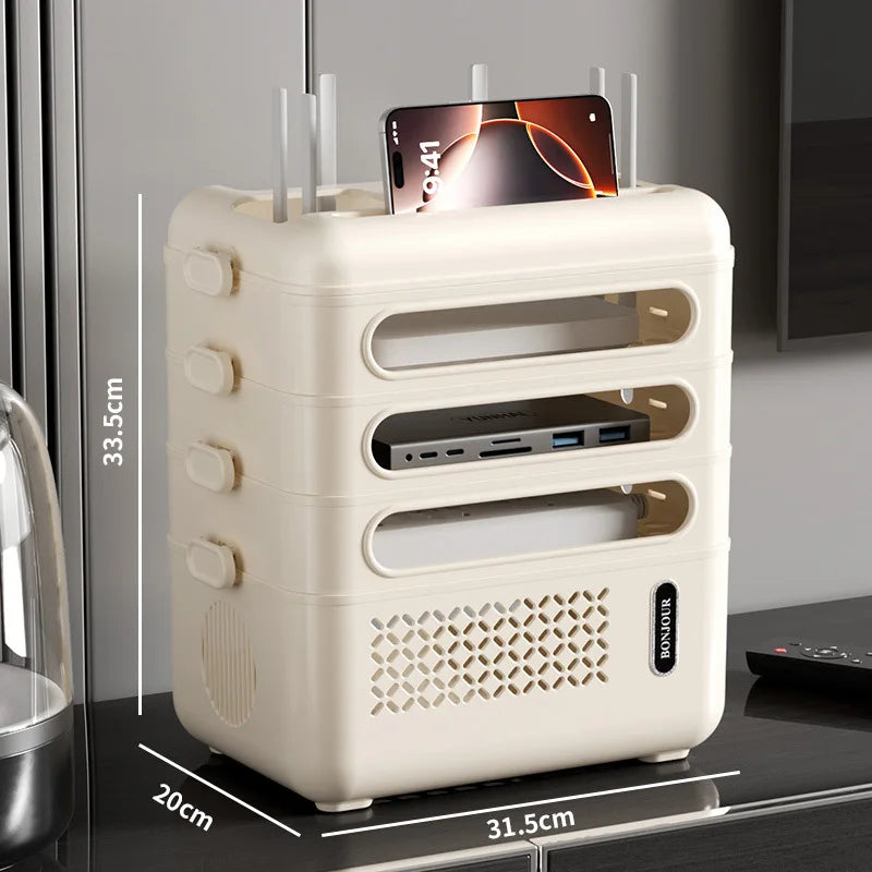 WiFi Router Organizer Box – Cable Management Storage Shelf
