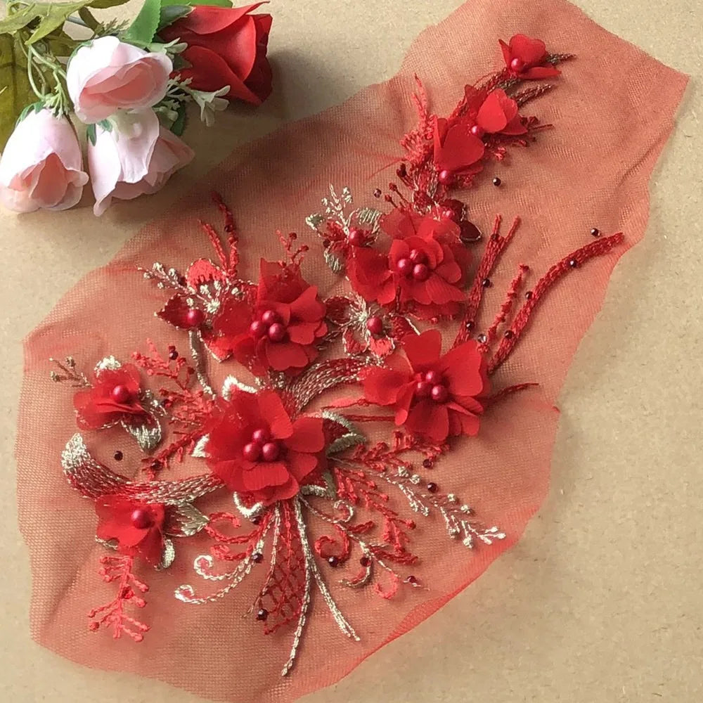 3D Sequined Floral Embroidery Patch – DIY Flower Appliqué