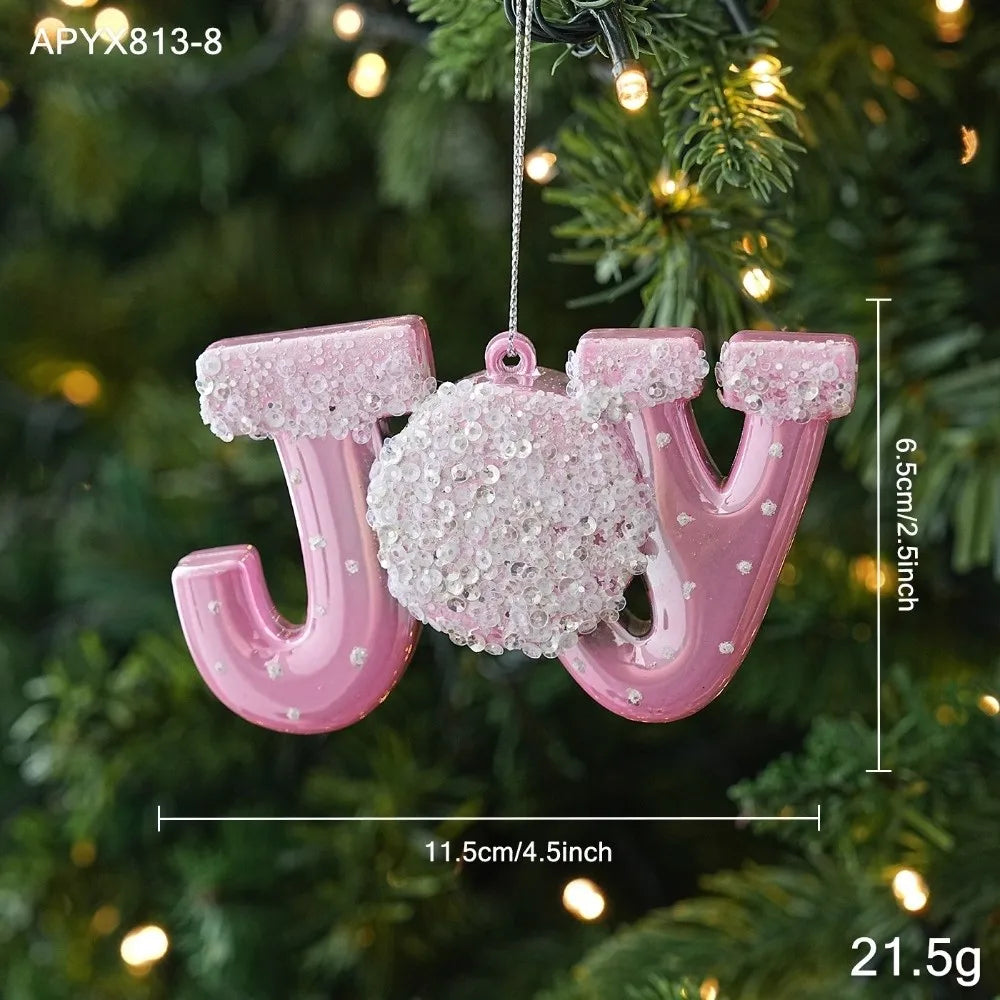 Pink Glitter Christmas Ornaments – Assorted Shapes | Hanging