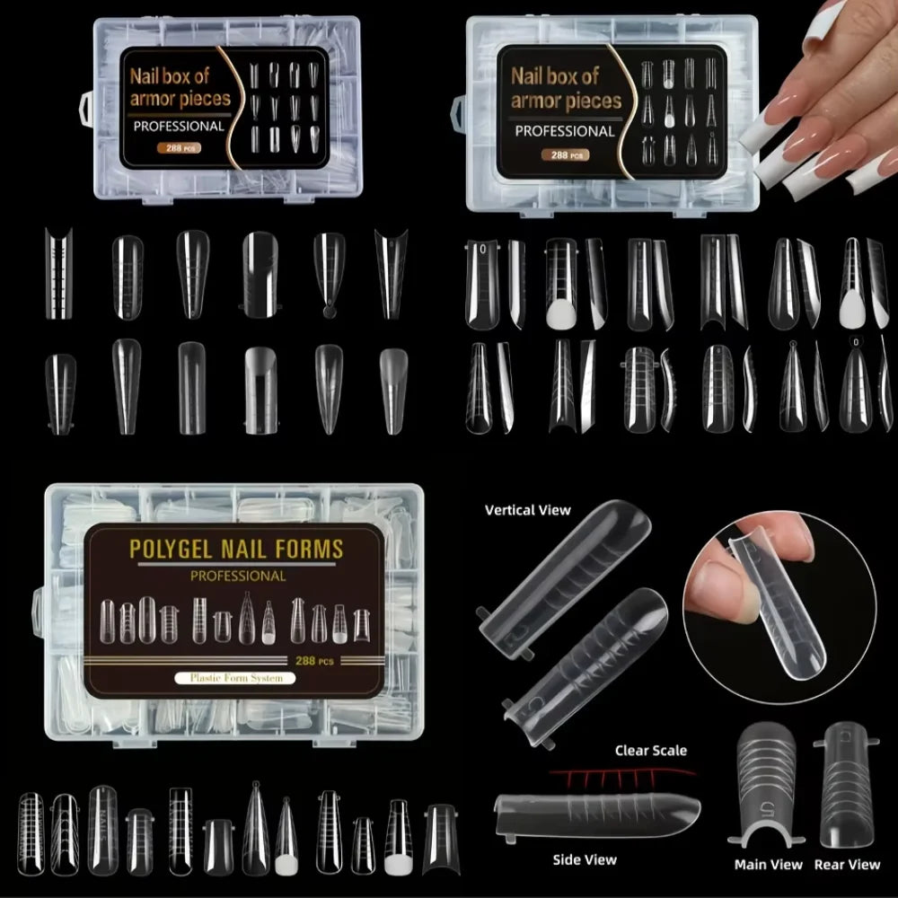 Mixed 12-Type Nail Tips Set – Pointed & French Mold False Nails