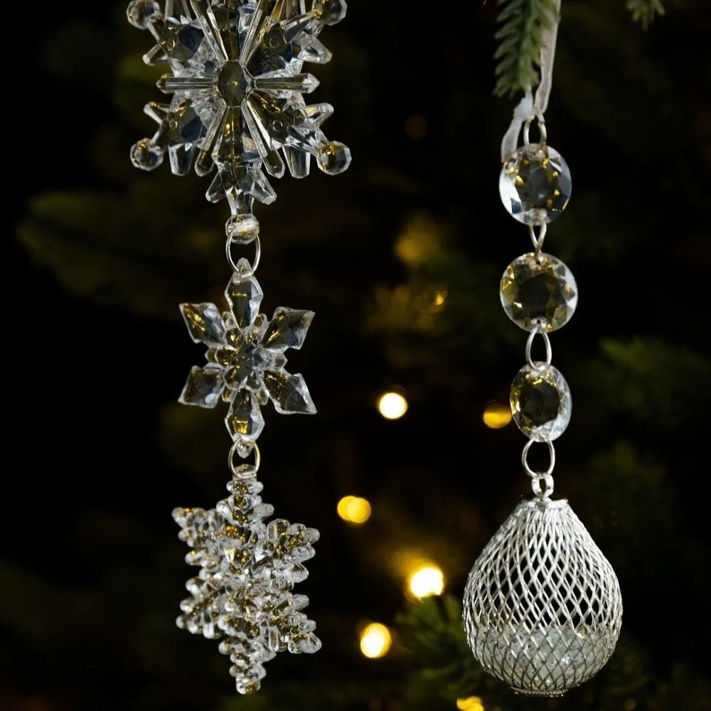 Transparent Acrylic Christmas Pendants – Snowflake Star Bell