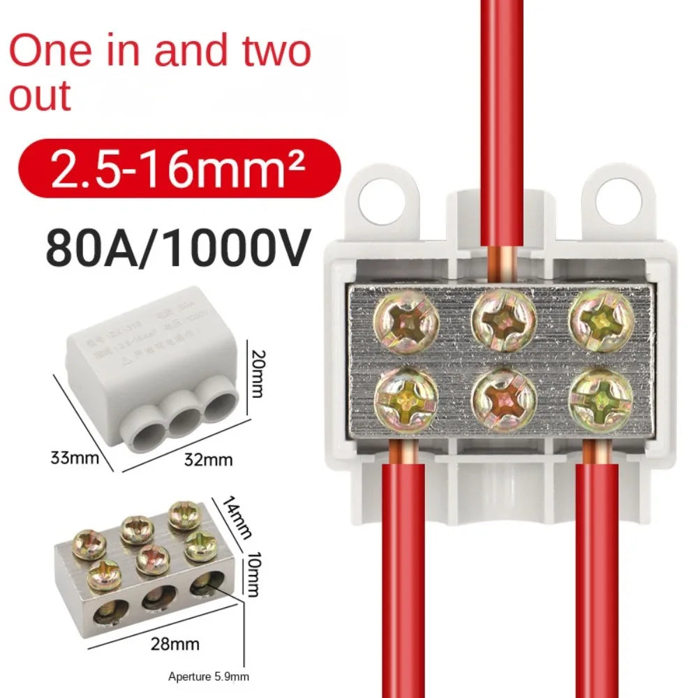 T-Type Branch Terminal Block 40A 400V Brass Wire Connector