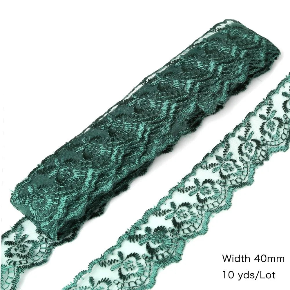 10 Yards Floral Embroidery Lace Trim – Hollow Polyester 40mm