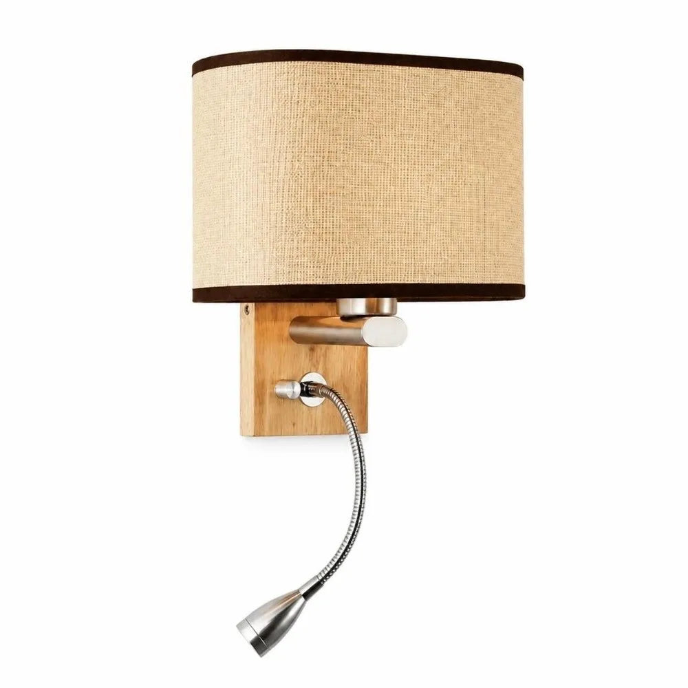 Swing Arm Wall Sconce | E26/E27 LED, Wood Base, Rotary Switch