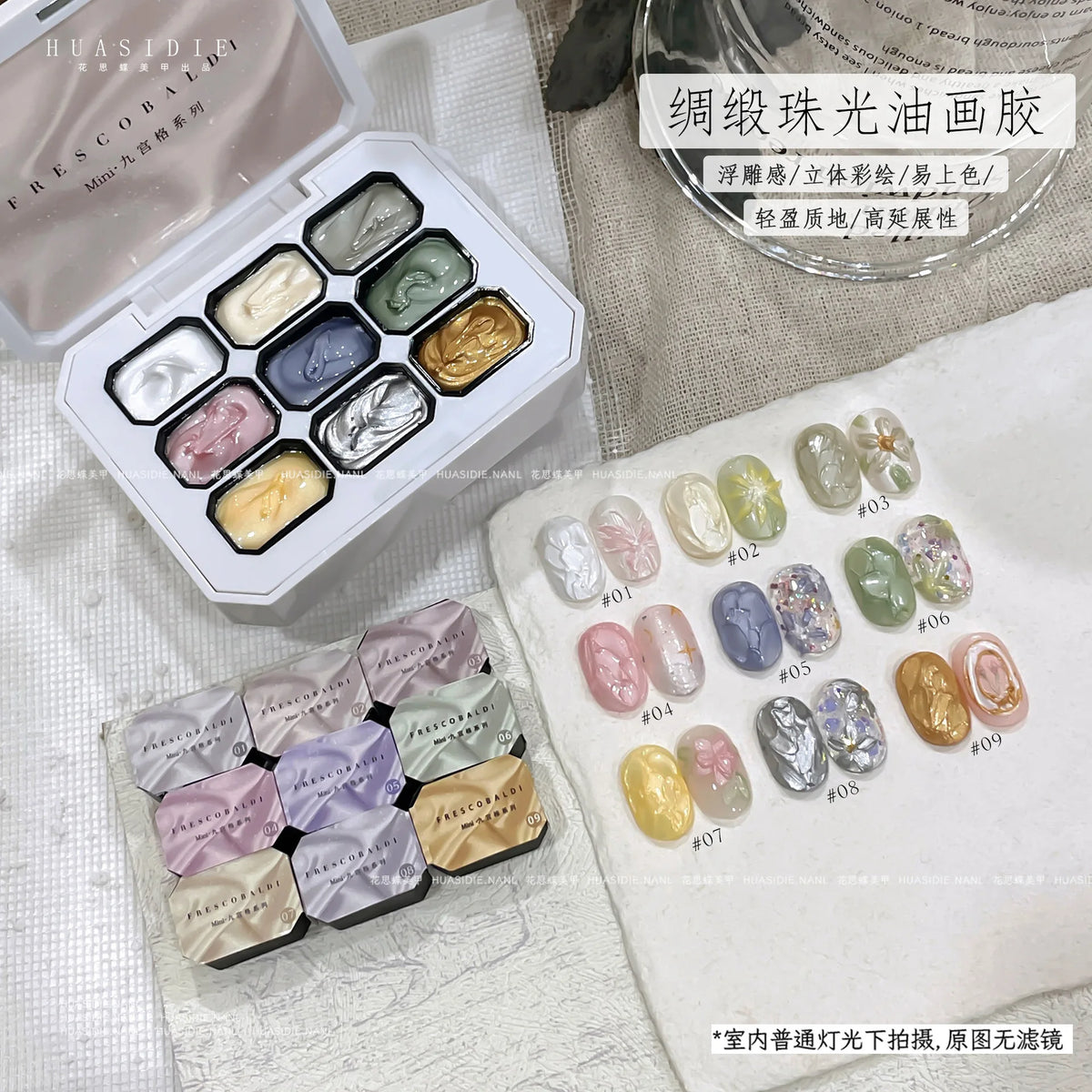 SAMMY 9-Color Chinese Style Nail Glitter Gel Palette