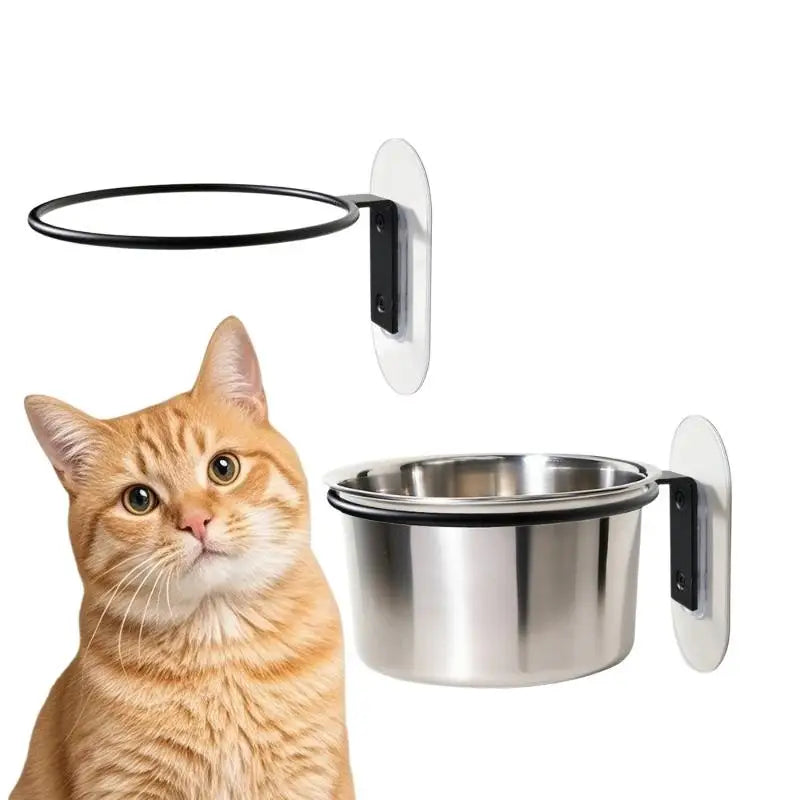 Wall Mounted Pet Bowl – No-Drill Stainless Steel Cat & Dog