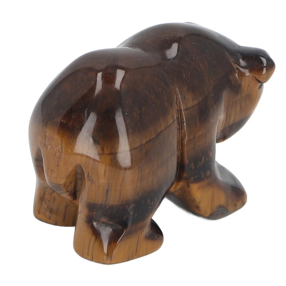Tiger Eye Crystal Bear Figurine – Hand-Carved Stone Statue 1.5in