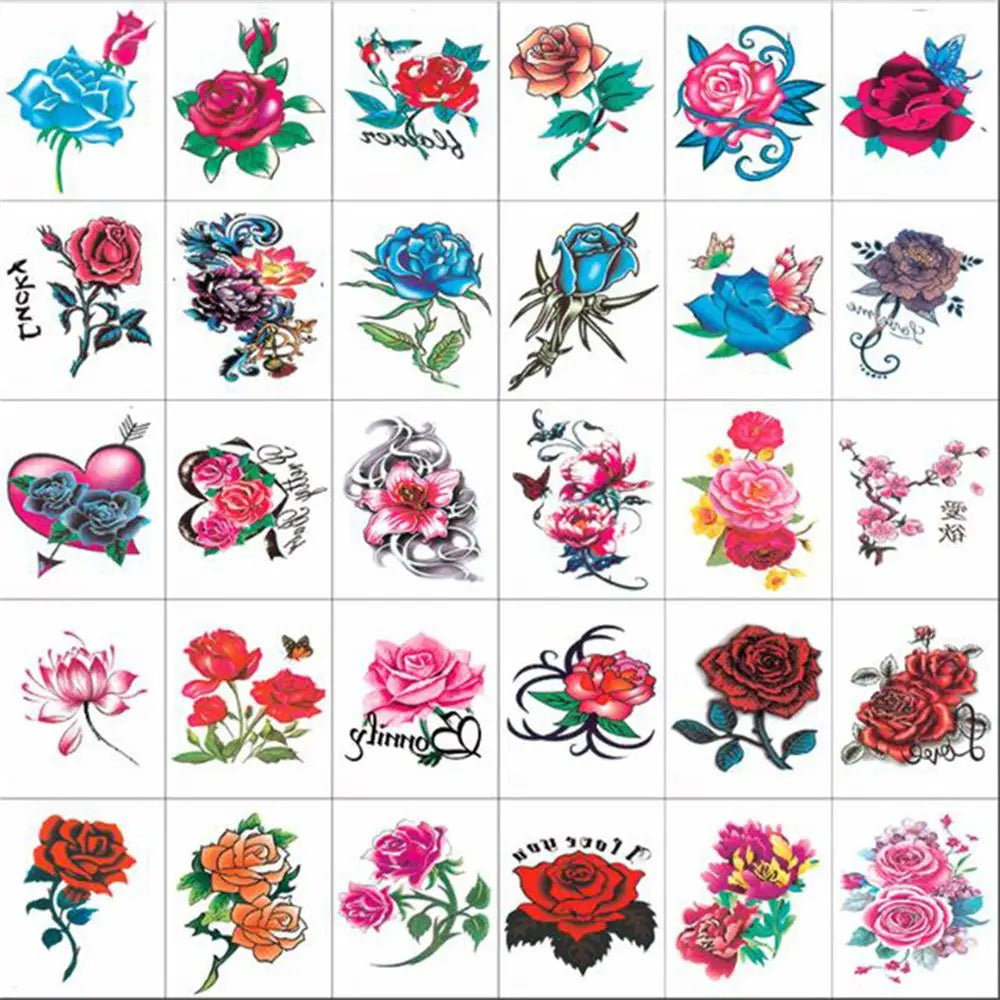 Flower & Butterfly Temporary Tattoo Stickers – Waterproof