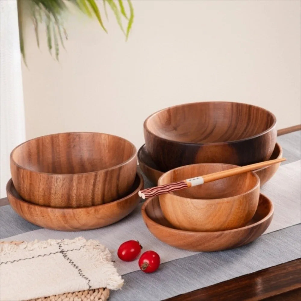 Japanese Handmade Wooden Bowl – Soup, Salad & Rice Tableware