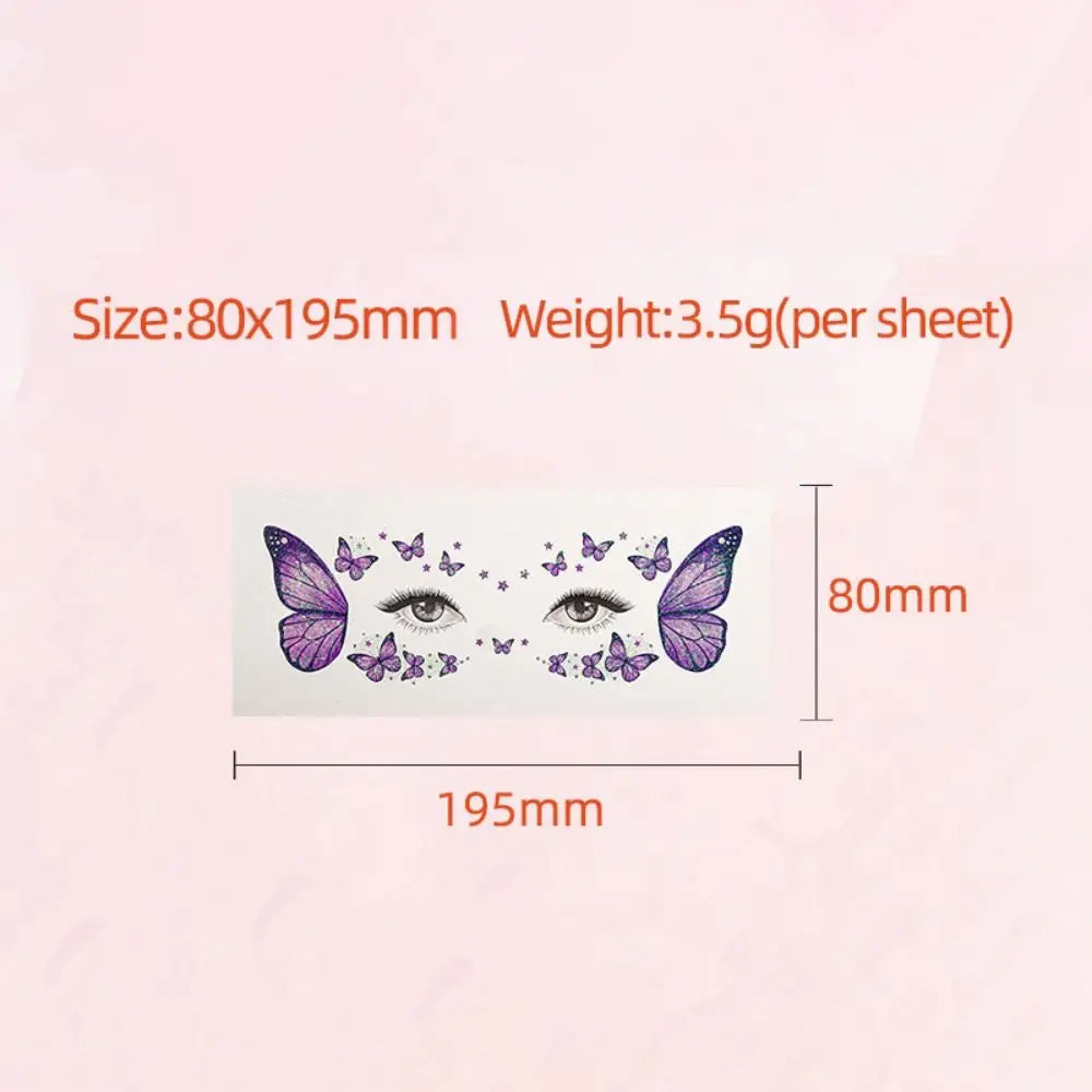 5-Pack Butterfly Face Glitter Temporary Tattoo Stickers