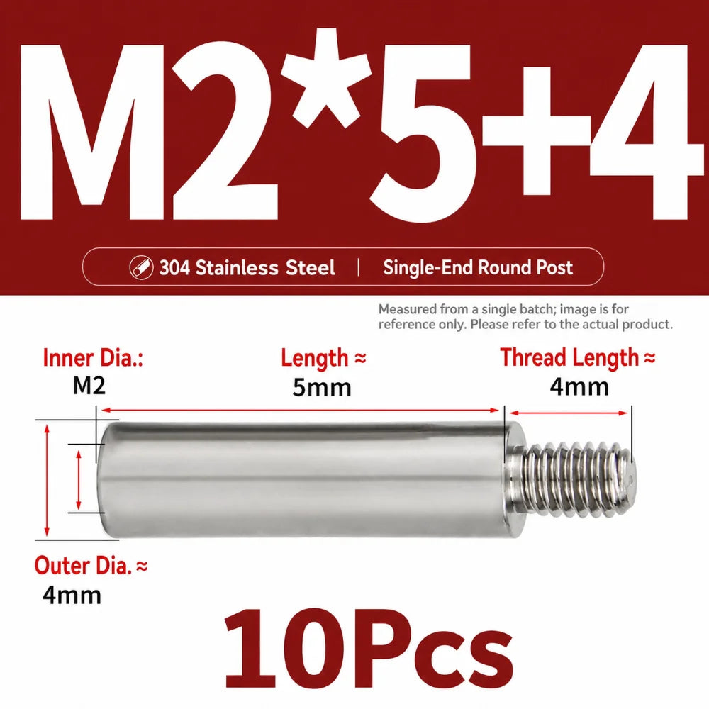 M2–M10 304 Stainless Steel PCB Standoff Spacer Pillars – 10 Pack