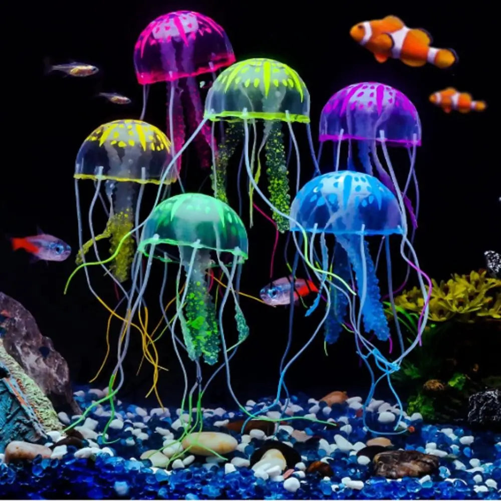 Silicone Glowing Jellyfish Aquarium Ornament | Fish Tank Decor