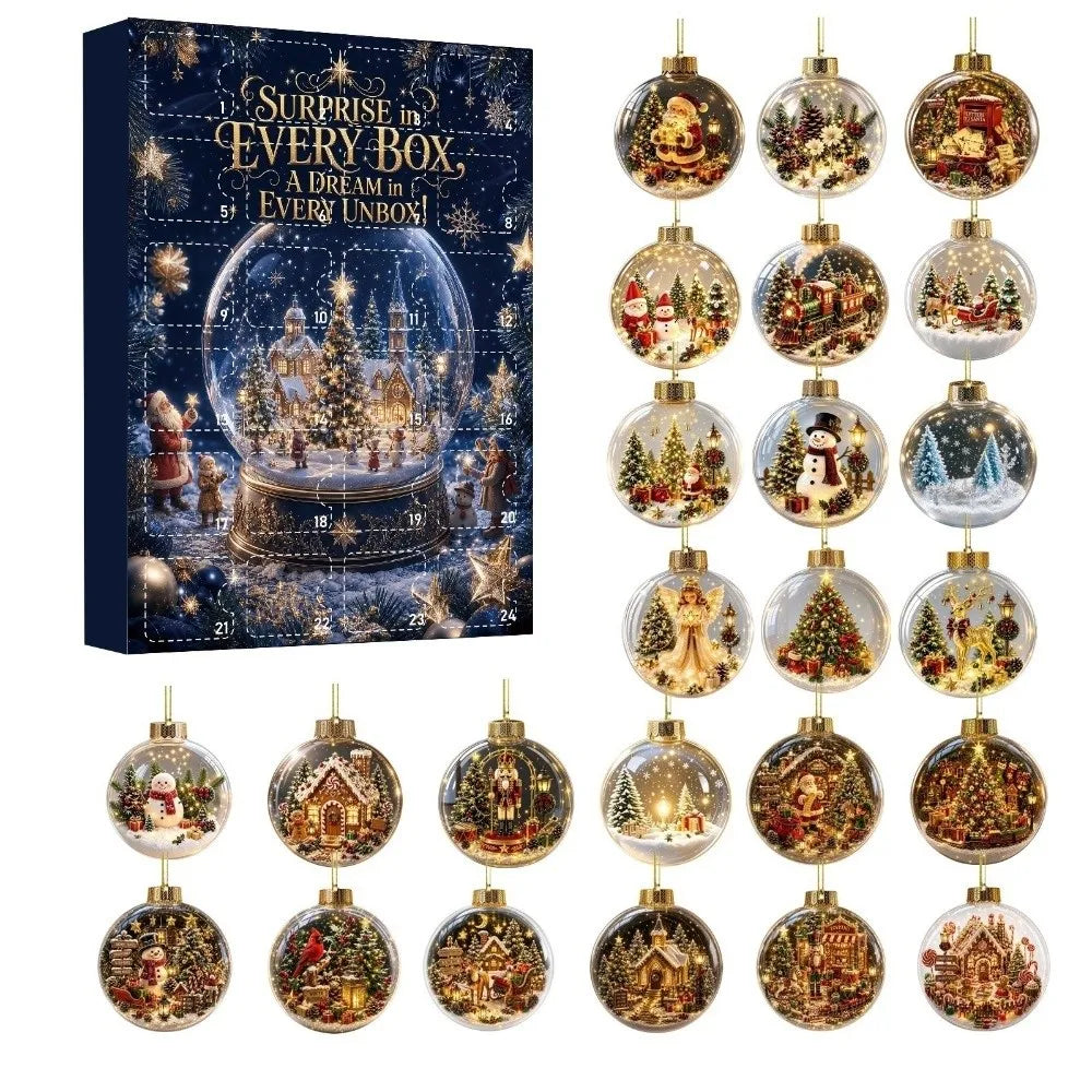 24-Piece Acrylic Christmas Advent Calendar Hanging Ornaments
