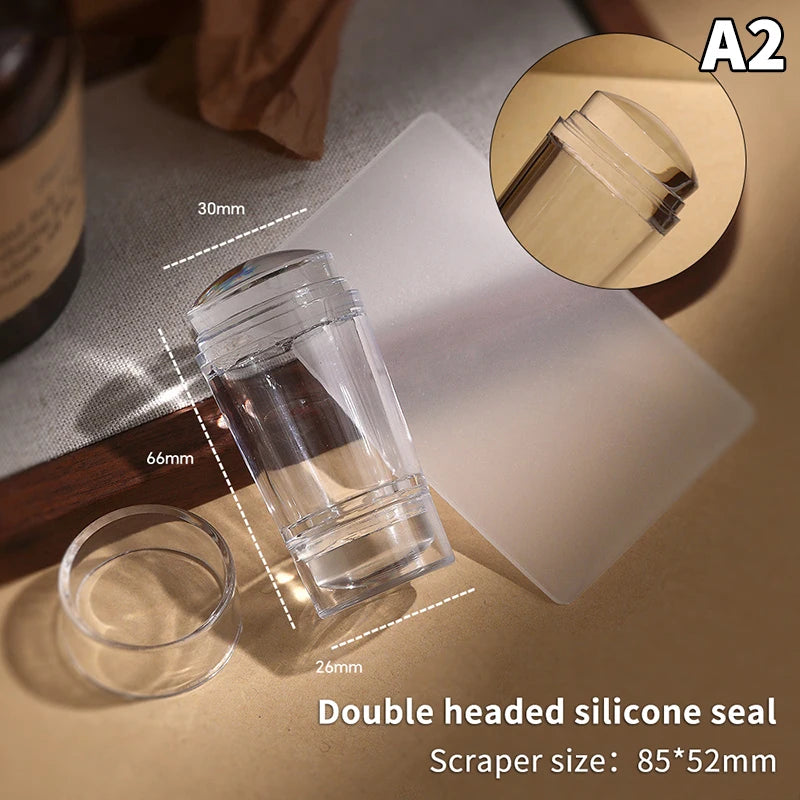 Silicone Nail Art Stamping Kit – Plate, Scraper & DIY Manicure