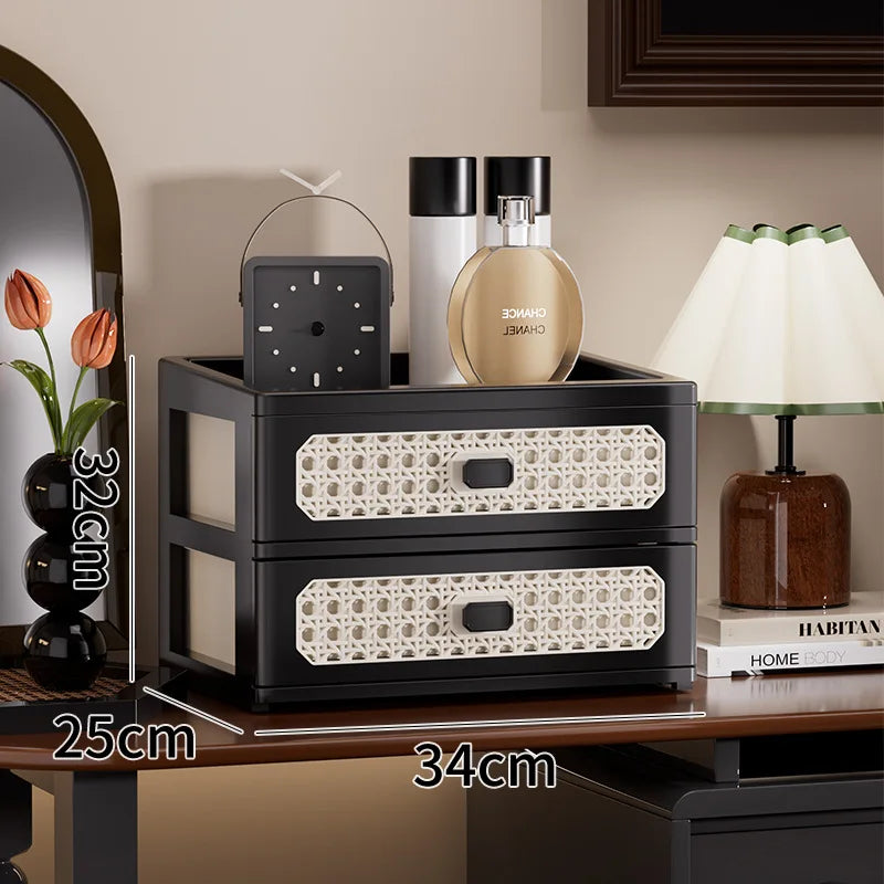 Vintage Desktop Organizer – Multi-Layer Dustproof Drawer Box