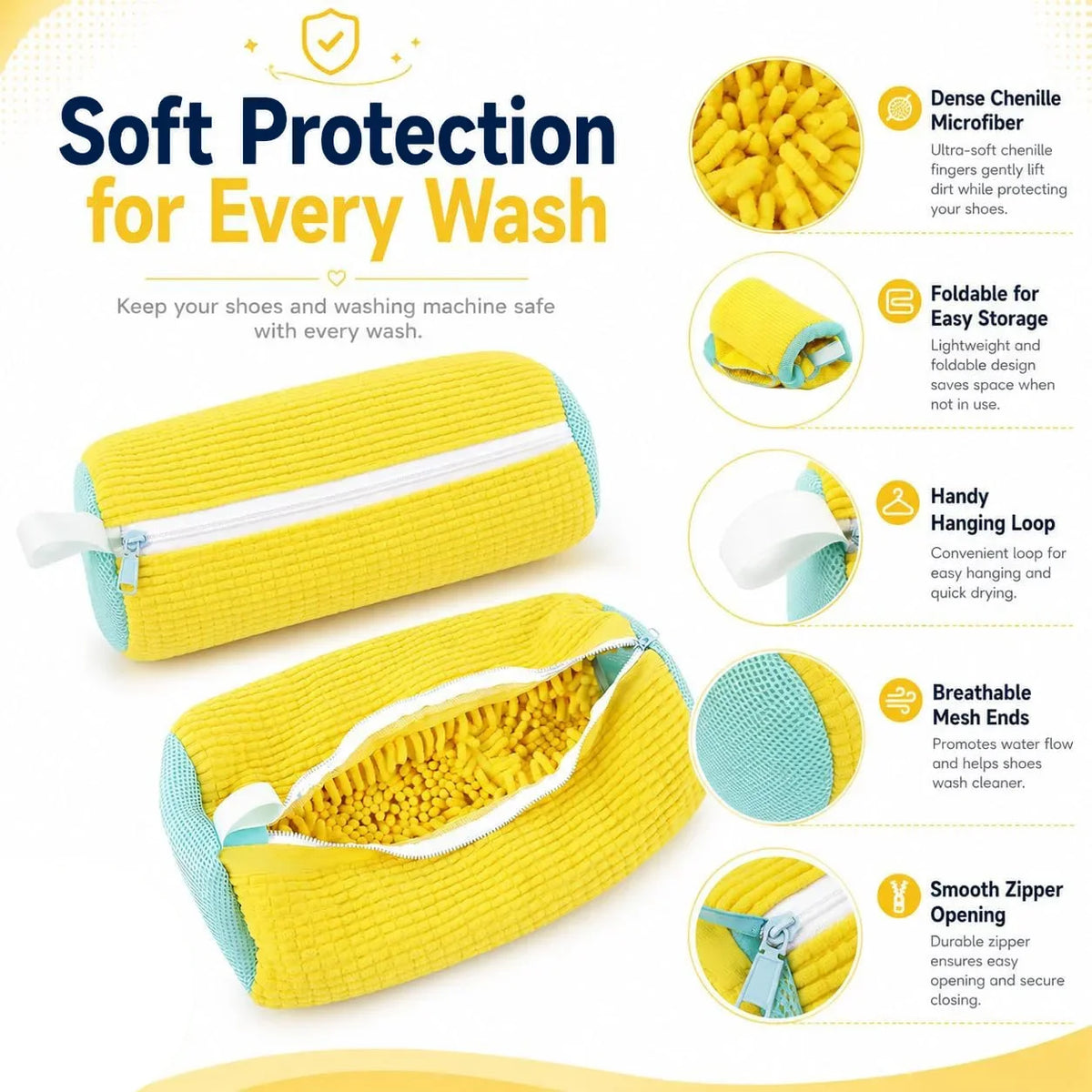 Shoe Washing Bag – Zipper Laundry Bag for Washer & Dryer